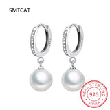 925 Silver Shell Pearl Ear Buckles CZ Women Party Jewelry BSE928