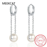 925 Silver Shell Pearl Ear Buckles CZ Women Party Fine Jewelry