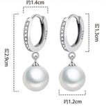 925 Silver Shell Pearl Ear Buckles CZ Women Party Jewelry BSE928