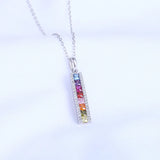 925 Silver Rainbow Diamond Necklace Multicolor Zircon Choker