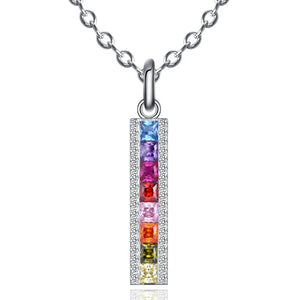 925 Silver Rainbow Diamond Necklace Multicolor Zircon Choker