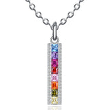 925 Silver Rainbow Diamond Necklace Multicolor Zircon Choker