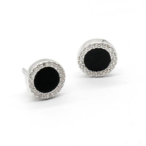 925 Silver Roman Charm Zircon Stud Earrings Hip Pop Style