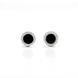 925 Silver Roman Charm Zircon Stud Earrings Hip Pop Style
