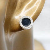 925 Silver Roman Charm Zircon Stud Earrings Hip Pop Style