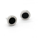 925 Silver Roman Charm Zircon Stud Earrings Hip Pop Style