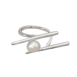 925 Silver Pearl Chopsticks Finger Rings Women Gift RHR911