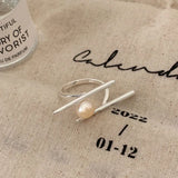 925 Silver Pearl Chopsticks Finger Rings Women Gift RHR911
