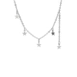 925 Sterling Silver Multiple Stars Choker Necklace Gift For Girl