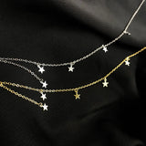 925 Sterling Silver Multiple Stars Choker Necklace Gift For Girl