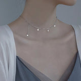 925 Sterling Silver Multiple Stars Choker Necklace Gift For Girl