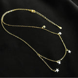 925 Sterling Silver Multiple Stars Choker Necklace Gift For Girl