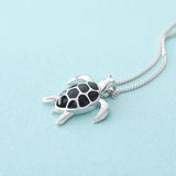 925 Silver Turtle Pendant Necklace for Women and Girls