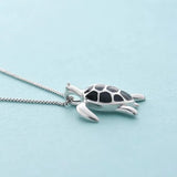 925 Silver Turtle Pendant Necklace for Women and Girls