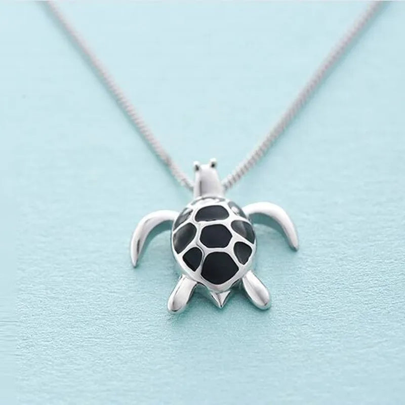 925 Silver Turtle Pendant Necklace for Women and Girls