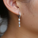925 Silver Teardrop Zircon CZ Hoop Earring Wedding Dainty Earrings