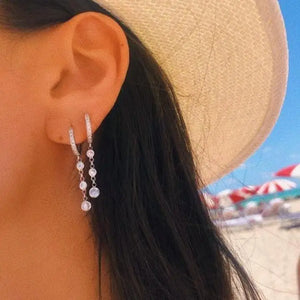 925 Silver Teardrop Zircon CZ Hoop Earring Wedding Dainty Earrings