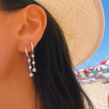 925 Silver Teardrop Zircon CZ Hoop Earring Wedding Dainty Earrings