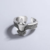 925 Sterling Silver Eagle Head Ring Punk Rock Jewelry