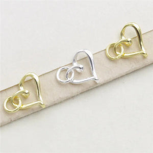 925 Silver Heart Necklace Charms Circle Pendants DIY Jewelry Findings