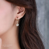 925 Silver Zircon Flower Hoop Earrings Tassel Dangle Wedding Party Jewelry
