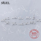 925 Silver Zodiac Earrings CZ Studs 12 Constellation Jewelry Gift