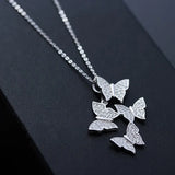 925 Silver Four Butterfly Necklaces For Women Animal Choker Fine Jewelry