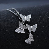 925 Silver Four Butterfly Necklaces For Women Animal Choker Fine Jewelry