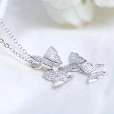 925 Silver Four Butterfly Necklaces For Women Animal Choker Fine Jewelry
