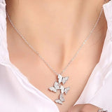 925 Silver Four Butterfly Necklaces For Women Animal Choker Fine Jewelry