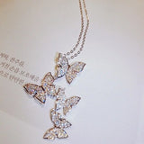 925 Silver Four Butterfly Necklaces For Women Animal Choker Fine Jewelry