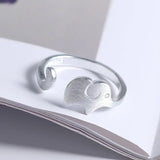 925 Silver Elephant Long Nose Open Ring For Women