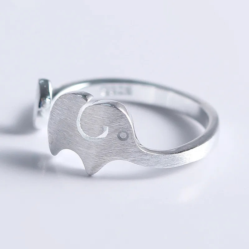 925 Silver Elephant Long Nose Open Ring For Women