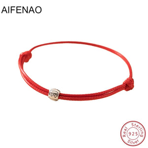 925 Silver Elephant Red Thread Bracelet Adjustable Rope Jewelry