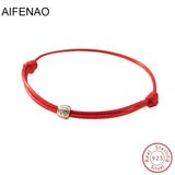 925 Silver Elephant Red Thread Bracelet Adjustable Rope Jewelry