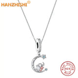 925 Silver Elephants Stars Moon Pendant Necklace Gift for Her