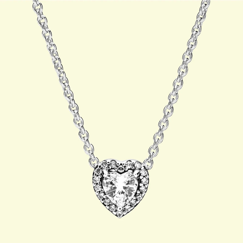 925 Silver Elevated Heart Necklace for Women Jewelry