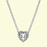 925 Silver Elevated Heart Necklace for Women Jewelry