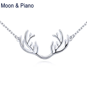 925 Silver Elk Antlers Necklace for Women
