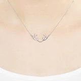 925 Silver Elk Antlers Necklace for Women