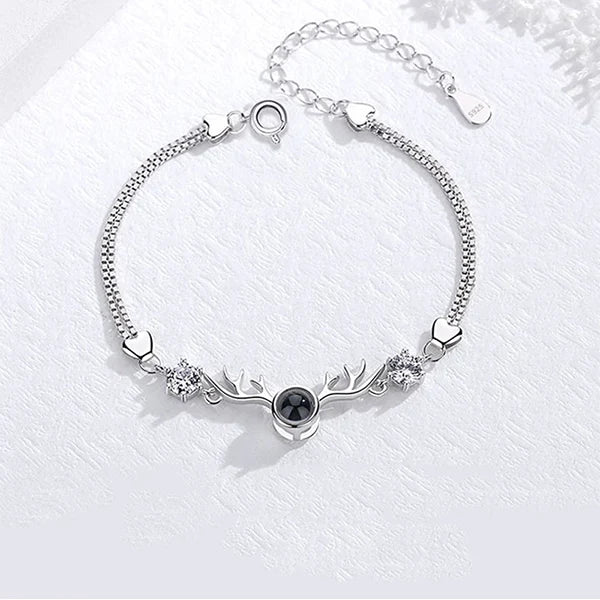 925 Silver Elk Bracelet 100 Languages I Love You Memory Bracelet
