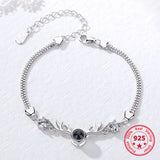 925 Silver Elk Bracelet 100 Languages I Love You Memory Bracelet