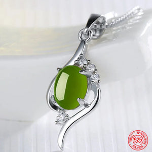 925 Sterling Silver Emerald Necklace For Women