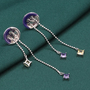 925 Silver Enamel Button Shape Earrings