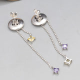 925 Silver Enamel Button Shape Earrings