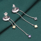 925 Silver Enamel Button Shape Earrings
