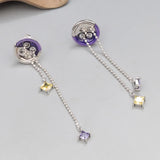 925 Silver Enamel Button Shape Earrings
