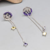 925 Silver Enamel Button Shape Earrings
