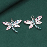 925 Sterling Silver Enamel Dragonfly Pendant DIY Jewelry Making