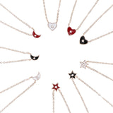 925 Sterling Silver Enamel Moon Star Love Heart Pendant Necklace Choker